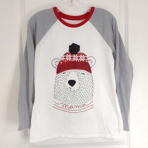 Wondershop White Tee Mama Bear Grey Raglan Sleeves M‎